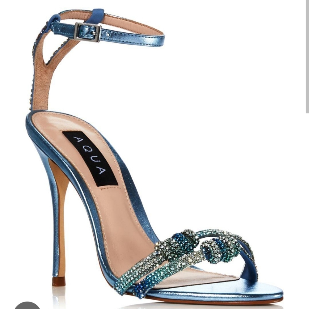 NIB $199 AQUA Women's Iridescent Embellished High Heel Sandals - size 8